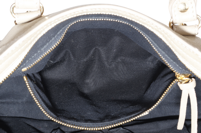 BALENCIAGA SMALL METALLIC EDGE CLASSIC CITY TOTE BEIGE CALFSKIN LEATHER GOLD HARDWARE WITH DUST COVER, STRAPS AND MIRROR