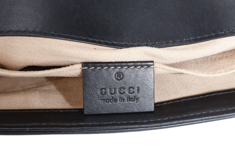GUCCI MARMONT SMALL BLACK LEATHER GOLD HARDWARE WITH DUST COVER