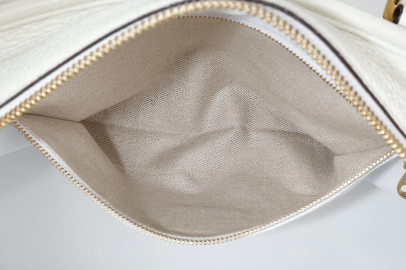 LOEWE AMAZONA 36 WHITE CALF LEATHER GOLD HARDWARE WITH DUST COVER