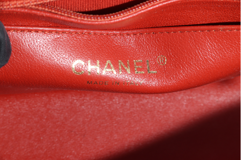 CHANEL CLASSIC FLAP MINI RECTANGULAR (2062xxxx) RED CAVIAR GOLD HARDWARE WITH DUST COVER