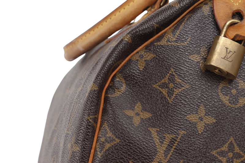 LOUIS VUITTON SPEEDY 30 MONOGRAM CANVAS GOLD HARDWARE WITH PADLOCK, NO KEYS & DUST COVER