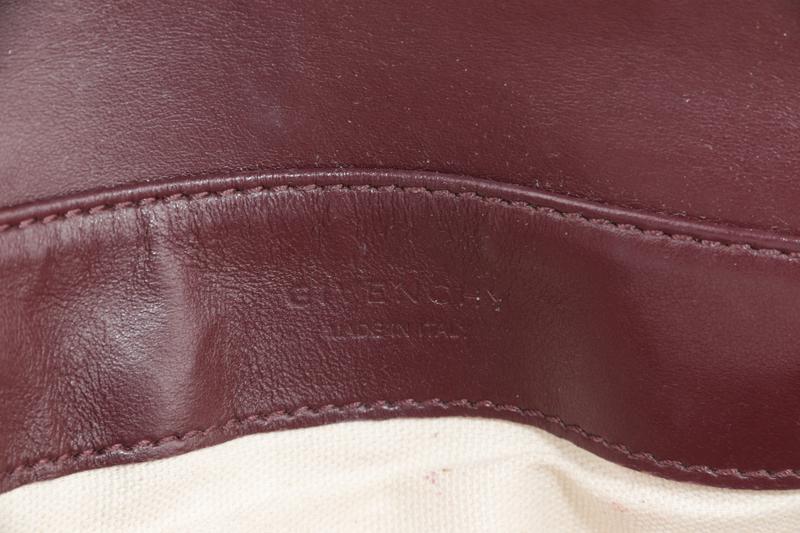GIVENCHY DUETTO CROSSBODY BAG BURGUNDY AND SILVER HARDWARE WITH DUST COVER