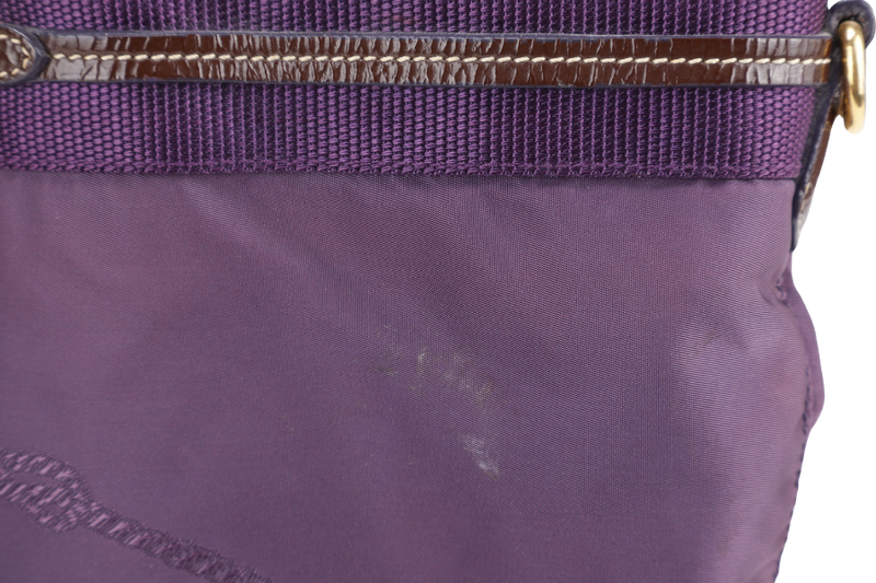 PRADA TESSUTO LOGO TOTE (BS6400) PURPLE NYLON JACQUARD GOLD HARDWARE NO DUST COVER