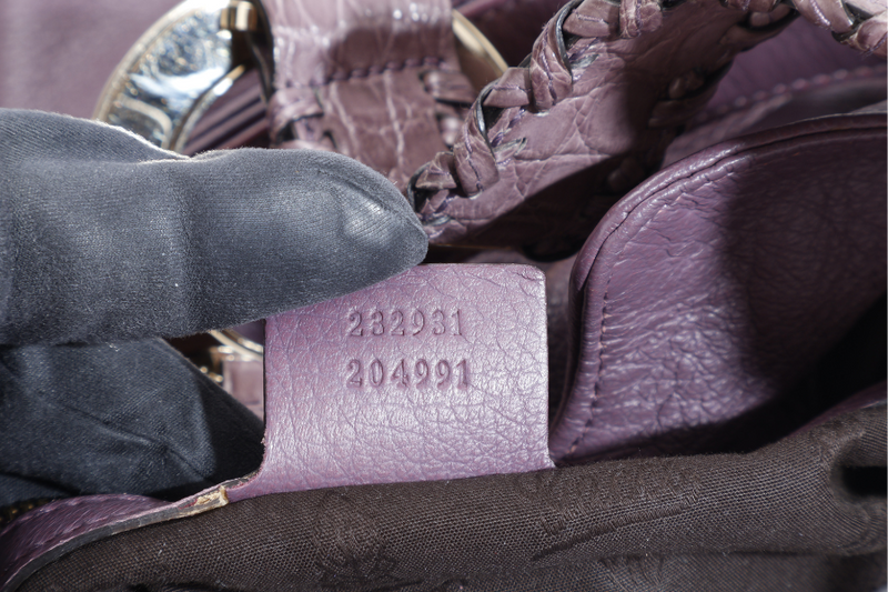 GUCCI G WAVE LEATHER HOBO PURPLE CALF LEATHER SILVER HARDWARE WITH DUST COVER AND STRAPS