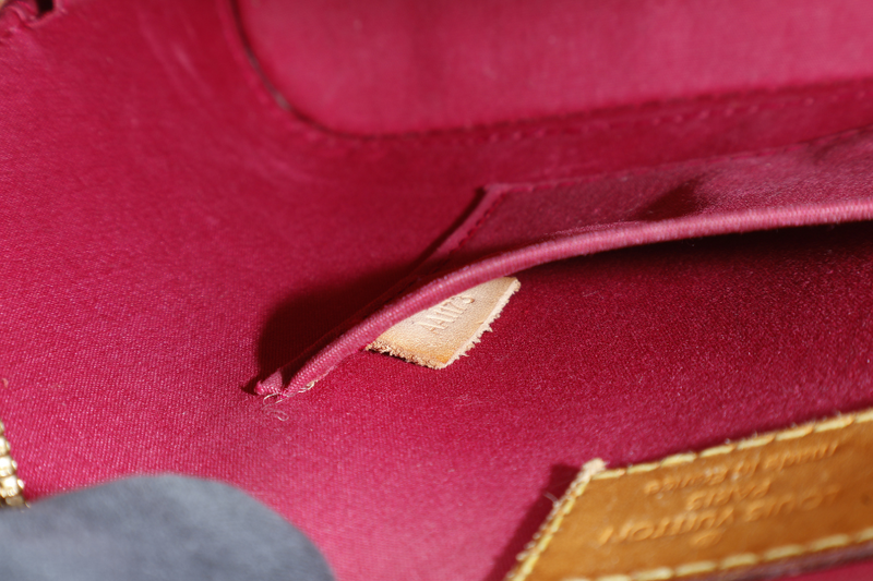 LOUIS VUITTON ALMA BB RED VERNIS WITH GOLD HARDWARE, STRAPS AND NO DUST COVER