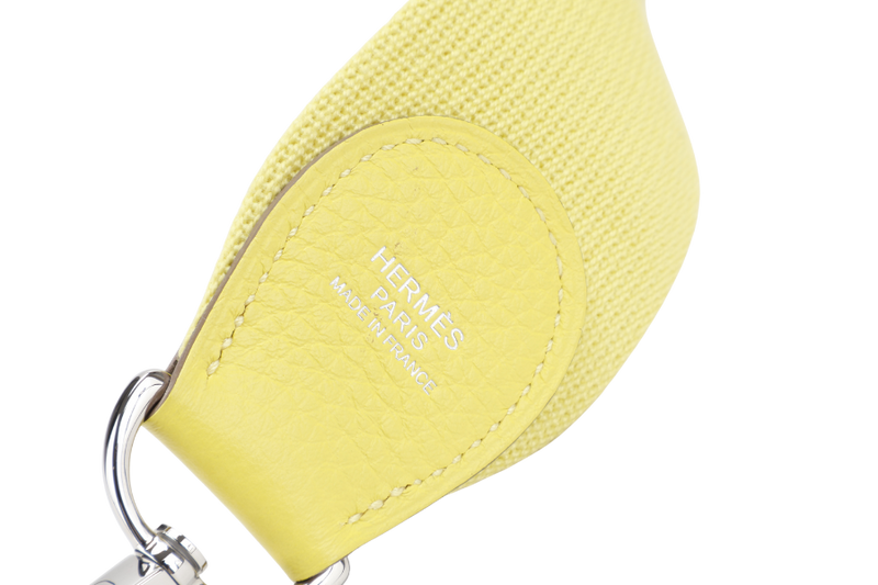 HERMES EVELYNE PM ECRU TOILE LIME YELLOW COLOR STAMP Y (YEAR 2020) WITH STRAP, DUST COVER, BOX AND PAPER BAG