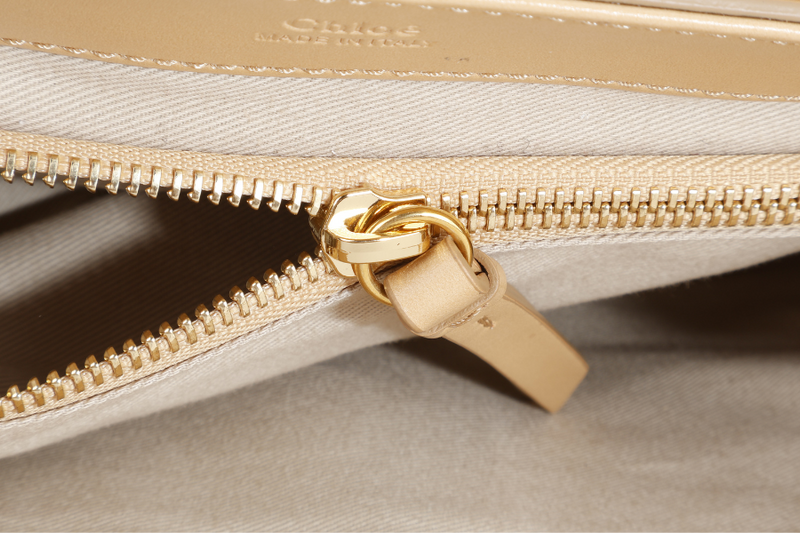 CHLOE C DOUBLE CARRY BAG BEIGE LEATHER GOLD HARDWARE WITH STRAPS AND DUST COVER
