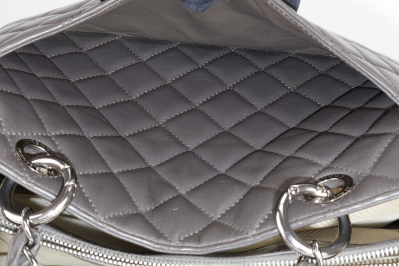 CHANEL GRAND SHOPPING TOTE (1503xxxx) GREY CAVIAR LEATHER SILVER HARDWARE WITH CARD NO DUST COVER