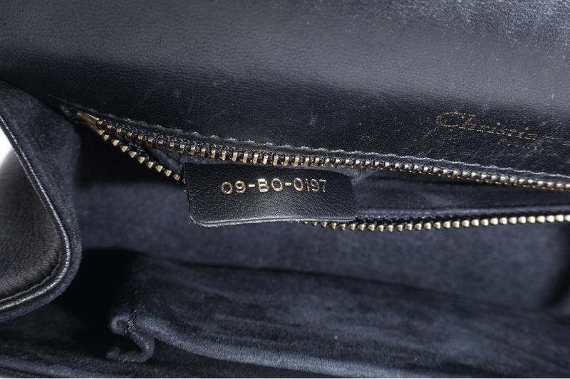CHRISTIAN DIOR DIORAMA STUDDED BLACK LAMBSKIN GOLD HARDWARE (09-BO-0197) WITH DUST COVER AND CARD