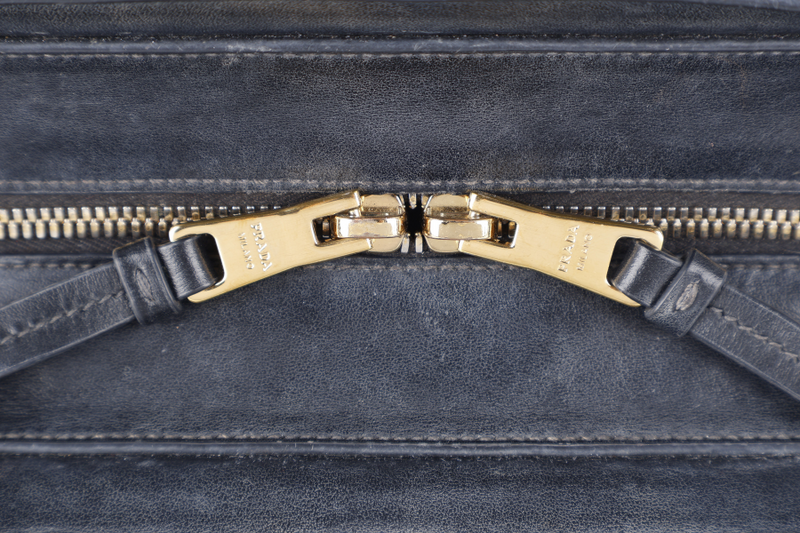 PRADA TOP HANDLE CROSSBODY SMALL BLACK SAFFIANO LEATHER GOLD HARDWRE WITH STRAPS AND CARD
