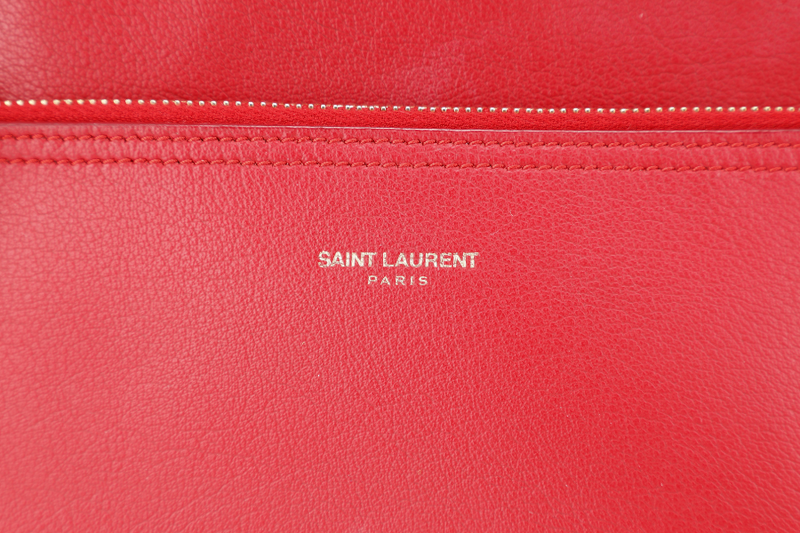 YVES SAINT LAURENT (YSL) EAST WEST TOTE BAG RED LEATHER NO DUST COVER