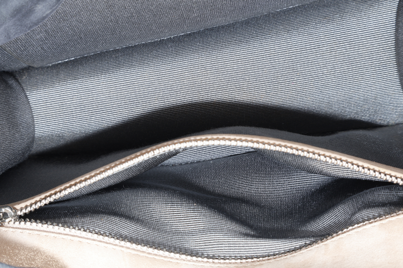 DIOR DIORAMA SMALL METALLIC BEIGE SUEDE SILVER HARDWARE 01-BO-0125 WITH CARD, DUST COVER AND BOX
