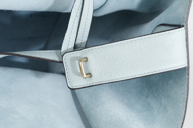 CELINE LUGGAGE TOTE POWDER BLUE LEATHER GOLD HARDWARE WITH DUST COVER NO BOX