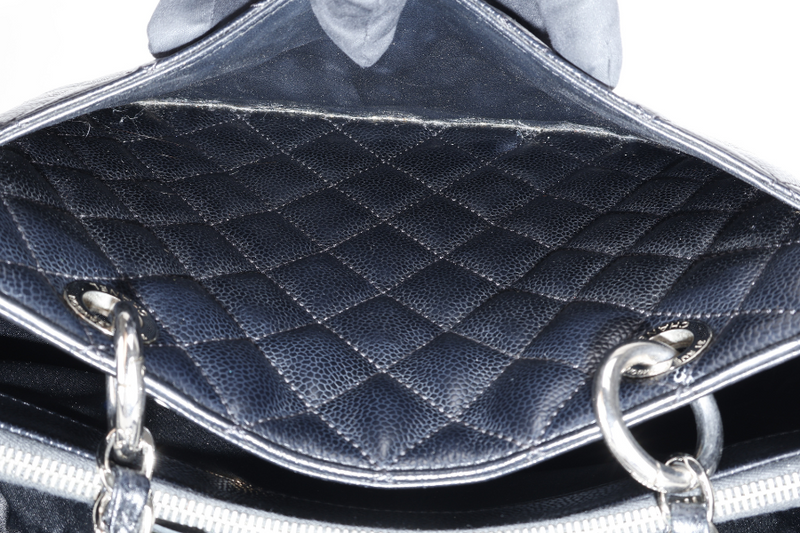 CHANEL GST BLACK CAVIAR LEATHER (2015xxxx) SILVER HARDWARE WITH CARD NO DUST COVER AND NO BOX