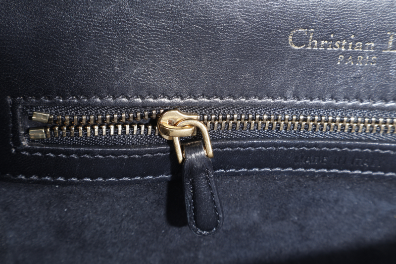 CHRISTIAN DIOR DIORAMA STUDDED BLACK LAMBSKIN GOLD HARDWARE (09-BO-0197) WITH DUST COVER AND CARD