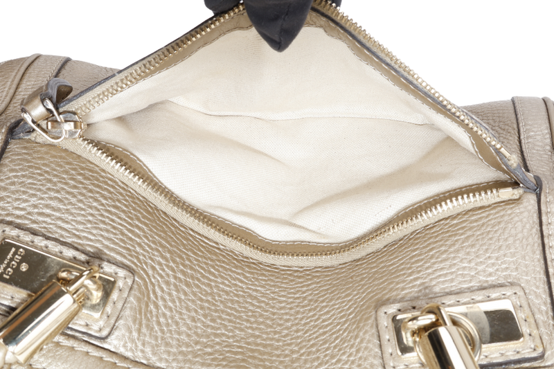 GUCCI BAMBOO 2WAY TOTE BAG GOLD LEATHER GOLD HARDWARE WITH DUST COVER AND STRAPS