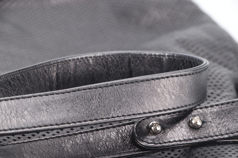 CHANEL RODEO DRIVE (1213xxxx) BLACK PERFORATED LEATHER SILVER HARDWARE WITH CARD AND DUST COVER