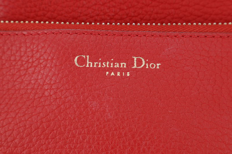 CHRISTIAN DIOR DIORSSIMO RED LEATHER LGHW WITH POUCH, CARD REF _ M090ZOTRL (2014) WITH DUST COVER