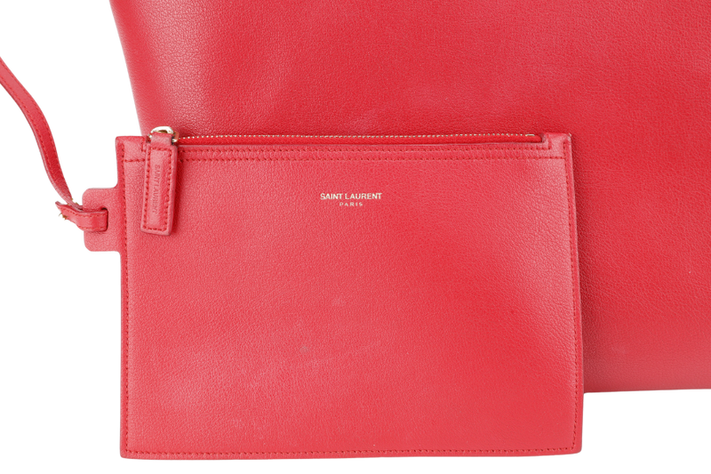 YVES SAINT LAURENT (YSL) EAST WEST TOTE BAG RED LEATHER NO DUST COVER