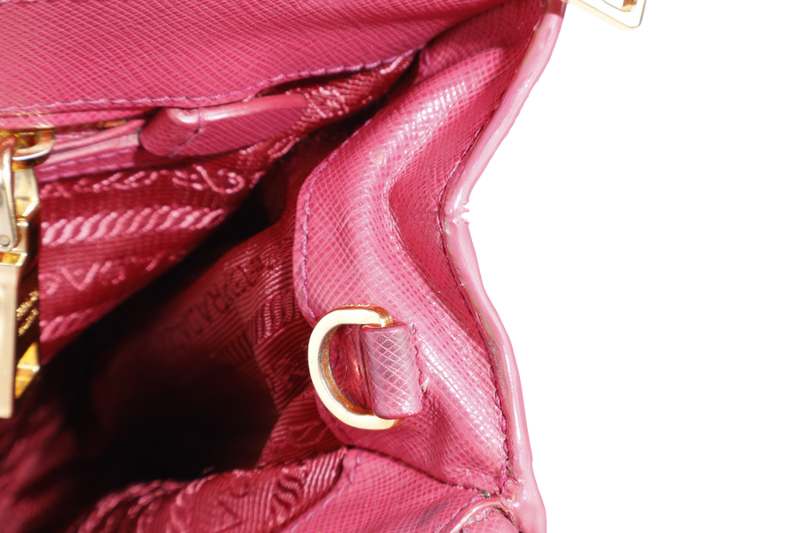 PRADA SAFFIANO LUX TOTE PINK BAG WITH STRAPS GOLD HARDWARE AND DUST COVER NO CARD