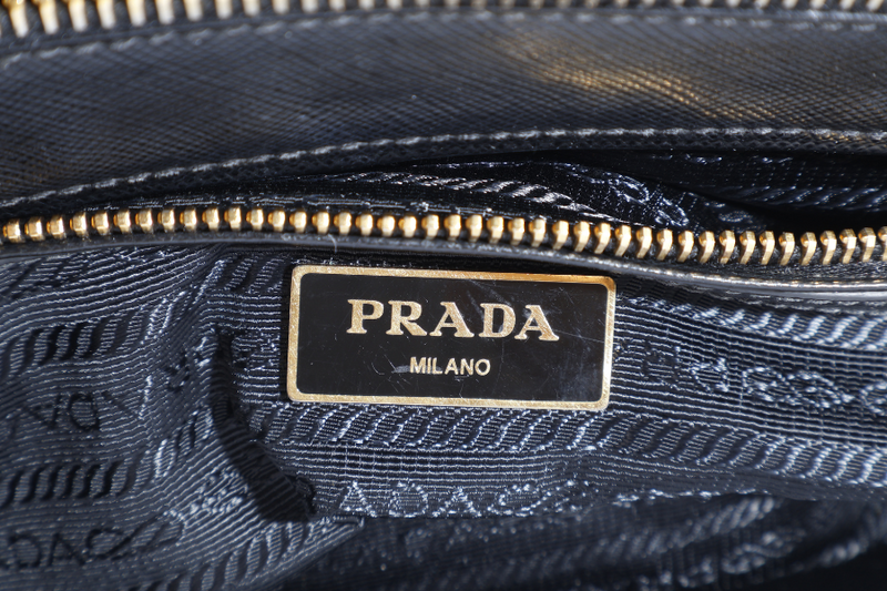 PRADA BLACK GALLERIA SMALL SAFFIANO LEATHER GOLD HARDWARE WITH STRAPS NO DUST COVER