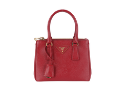 PRADA GALLERIA MINI TOTE (1BA906) RED SAFFIANO LEATHER GOLD HARDWARE WITH STRAP AND DUST COVER