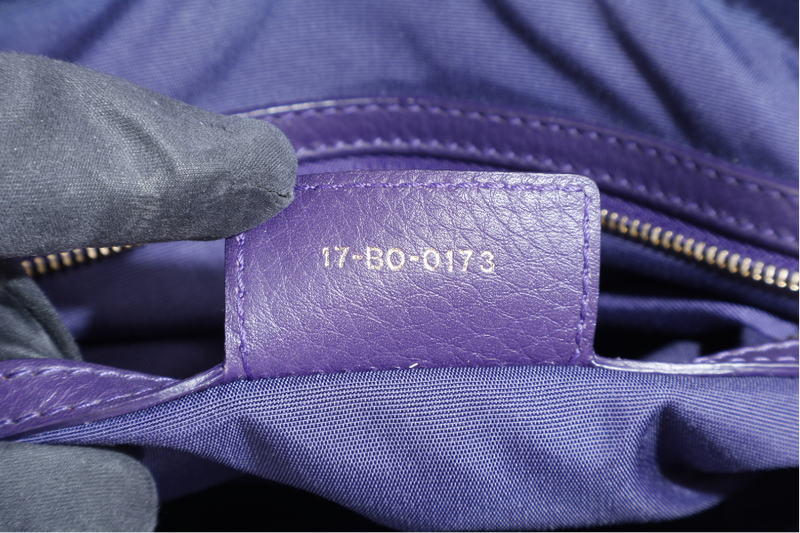 CHRISTIAN DIOR GRANVILLE PURPLE CALF LEATHER GOLD HARDWARE 17-BO-0173 WITH DUST COVER AND STRAPS