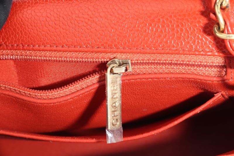 CHANEL CLASSIC FLAP MINI RECTANGULAR (2062xxxx) RED CAVIAR GOLD HARDWARE WITH DUST COVER