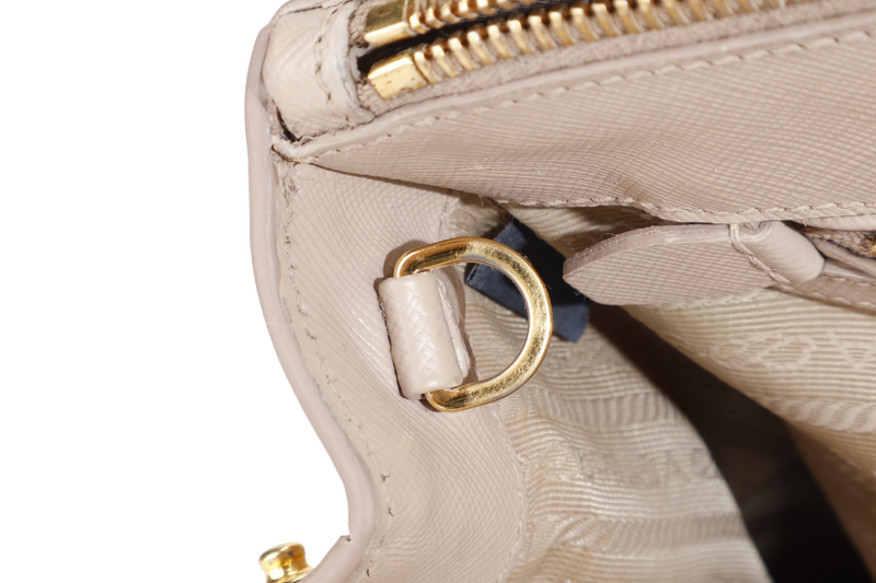 PRADA GALLERIA MEDIUM BEIGE SAFFIANO LEATHER GOLD HARDWARE WITH STRAPS AND DUST COVER