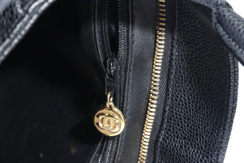 CHANEL MEDALLION TOTE (1363xxxx) BLACK CAVIAR GOLD HARDWARE WITH CARD AND DUST COVER