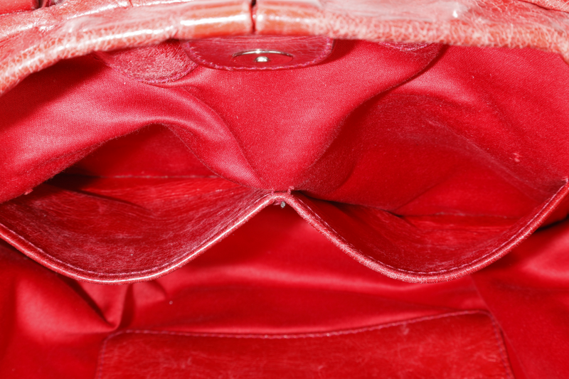 MIU MIU BAULETTO VITELLO LUX ROSSO RED LEATHER SILVER HARDWARE WITH STRAPS AND DUST COVER