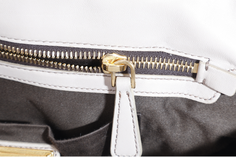 MIU MIU GREY TURNLOCK TOP HANDLE MATELASSE LEATHER 2WAY BAG GOLD HARDWARE WITH LEATHER STRAPS NO DUST COVER