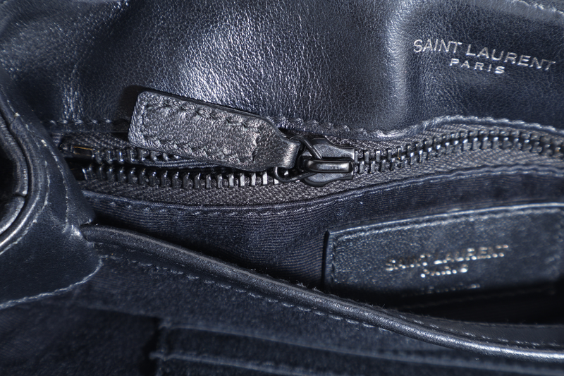 YVES SAINT LAURENT (YSL) LOULOU TOY SO BLACK WITH BLACK CALFSKIN WITH STRAPS AND DUST COVER