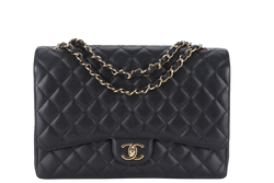 CHANEL CLASSIC DOUBLE FLAP MAXI (1723xxxx) BLACK CAVIAR LEATHER GOLD HARDWARE WITH DUST COVER