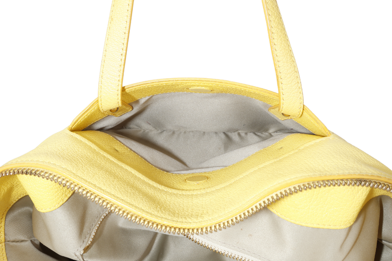 SALVATORE FERRAGAMO MIKA CONVERTIBLE TOTE BAG LARGE YELLOW LEATHER GOLD HARDWARE WITH DUST COVER