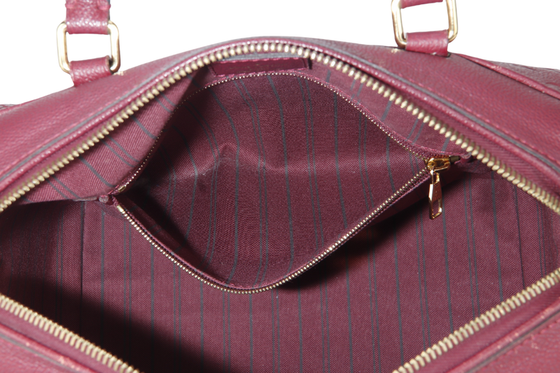 LOUIS VUITTON SPEEDY BANDOULIERE 25 (M44145) BURGUNDY MONOGRAM EMPREINTE GOLD HARDWARE WITH STRAPS, LOCK AND KEYS