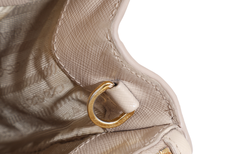 PRADA GALLERIA MEDIUM BEIGE SAFFIANO LEATHER GOLD HARDWARE WITH STRAPS AND DUST COVER