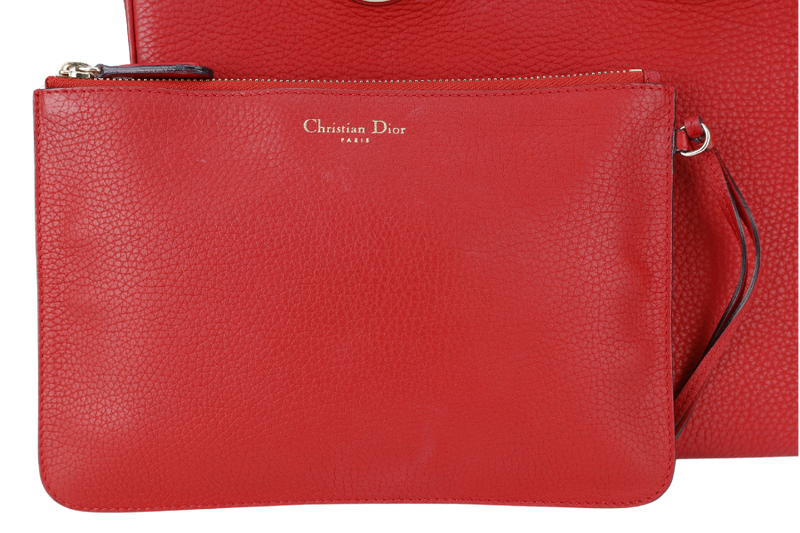 CHRISTIAN DIOR DIORSSIMO RED LEATHER LGHW WITH POUCH, CARD REF _ M090ZOTRL (2014) WITH DUST COVER