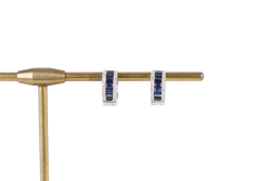 EARRINGS HOOPS 750WG WITH BLUE SAPPHIRE 3.0GM