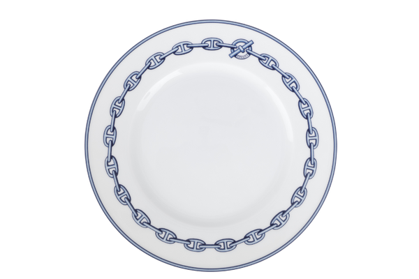 HERMES CHAINE D'ANCRE PORCELAIN ROUND PLATE WITH BOX