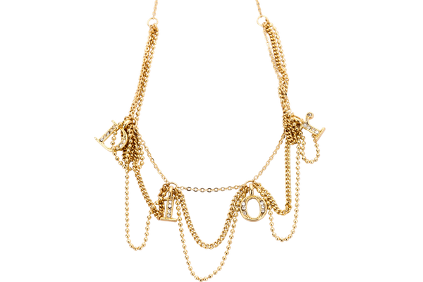 Christian Dior Gold Necklace D.I.O.R Dangling Pendant