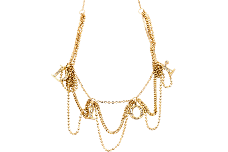 Christian Dior Gold Necklace D.I.O.R Dangling Pendant