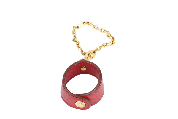 Hermes Vintage Red Epsom Leather Glove Holder with Gold Hardware