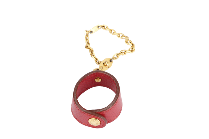 Hermes Vintage Red Epsom Leather Glove Holder with Gold Hardware
