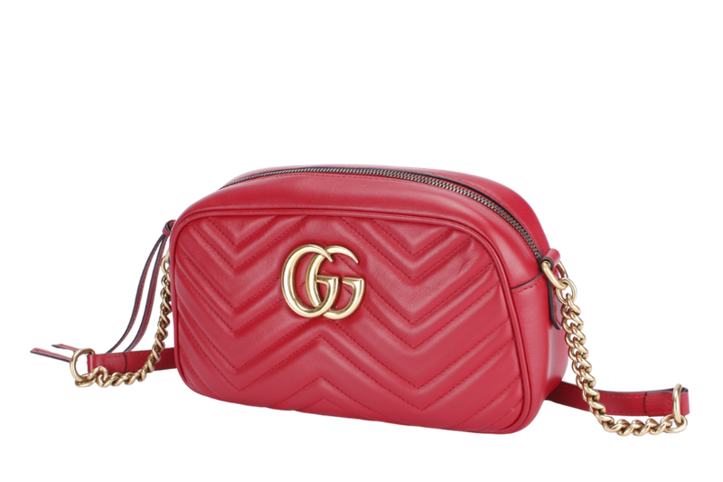 Gucci GG Marmont Shoulder Bag (447632 204991) Red Color Leather Gold Hardware No Dust Cover