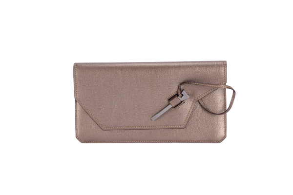 Hermes Clutch Metallic Grey Clutch with Mirror & Box