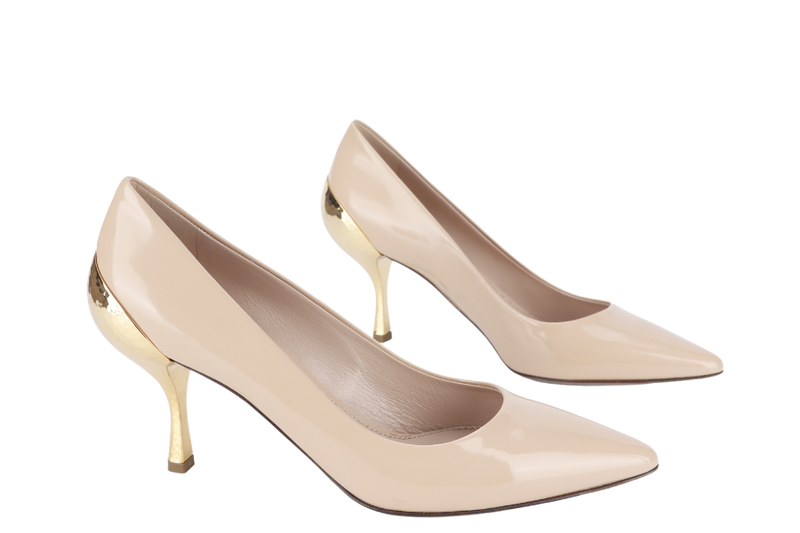 SERGIO ROSSI BEIGE POINTED TOE PUMPS SIZE 38.5