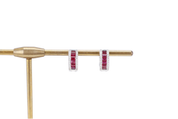 EARRINGS HOOPS 750WG WITH RUBY 3.0GM