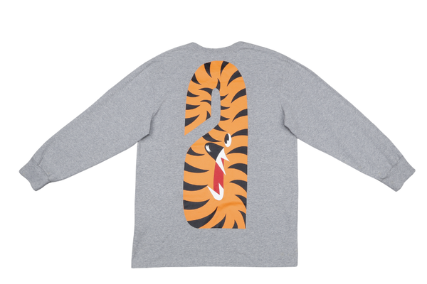 A BATHING APE SHARK BD LONG SLEEVE GREY SHIRT SIZE L