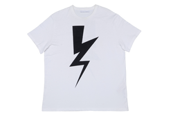 NEIL BARRETT THUNDERBOLT PRINT GRAPHIC SHIRT SLEEVE WHITE